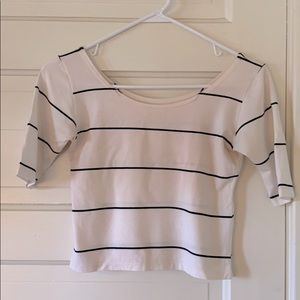 Cropped Black & White Stripped Tank